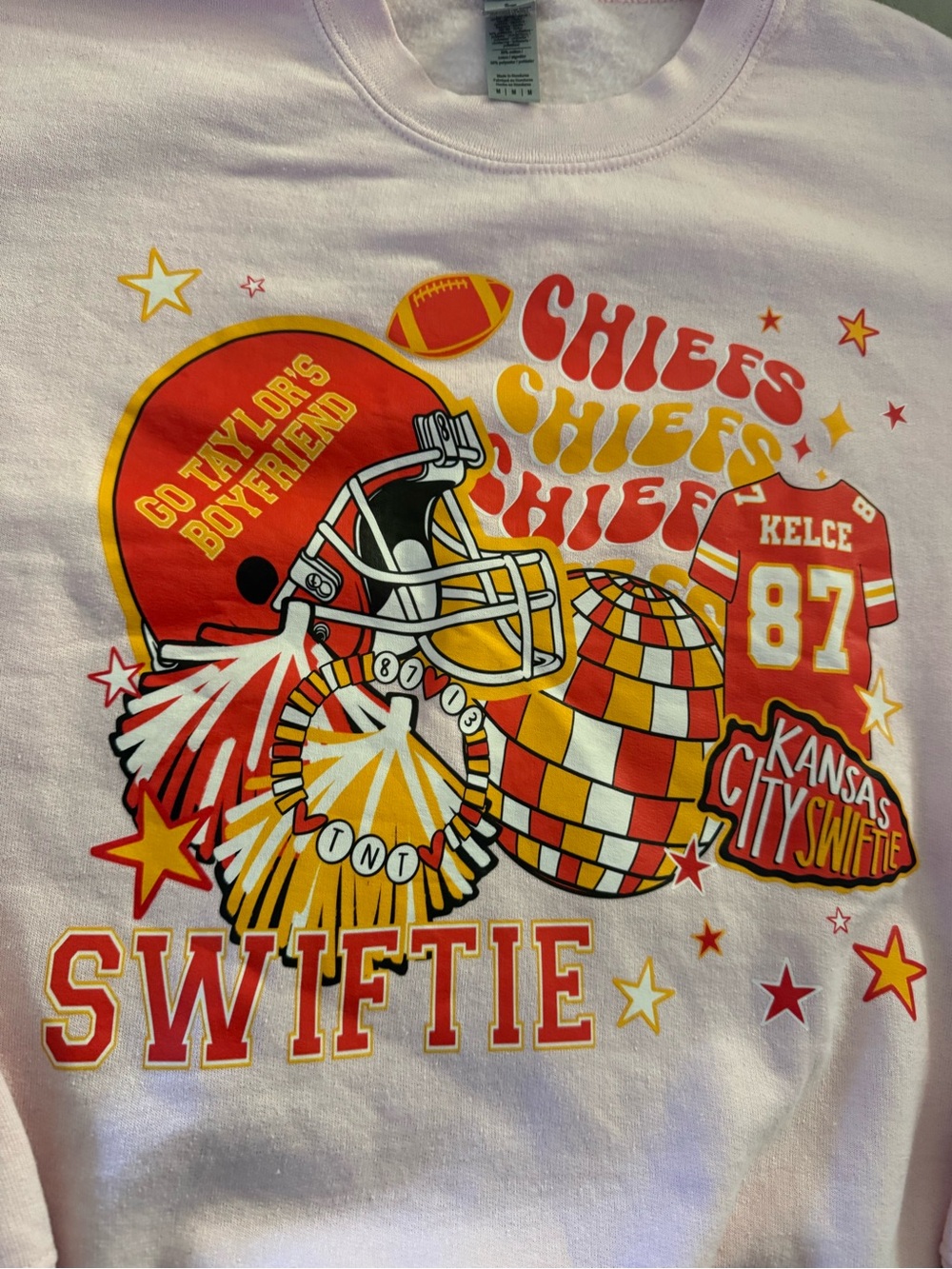 Taylor Swift Swiftie Kansas City Chiefs Pink Pullover Sweatshirt M